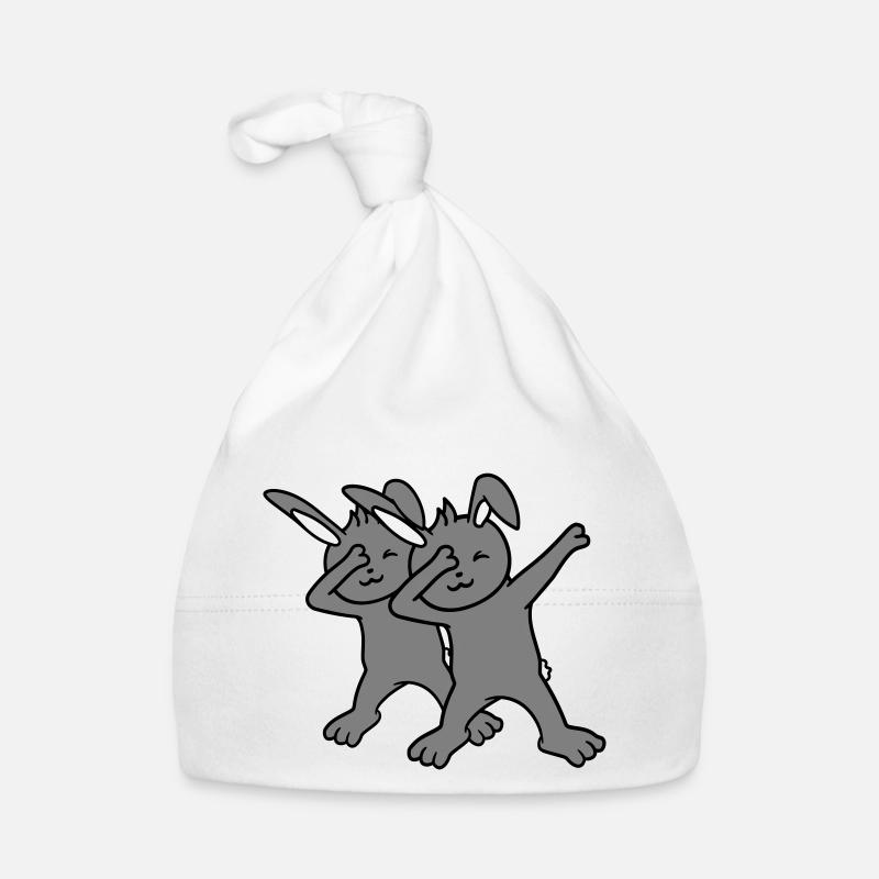 2 Bunnies Dabbing Dab Dance Pose Dancing Friends Team Organic Baby Cap