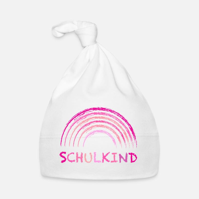 Schulkind Kreide Regenbogen pink zur Einschulung Baby Bio-Mütze