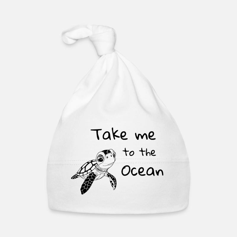 Emmenez-moi à l’océan – Tortue de mer - Bonnet bio Bébé - blanc