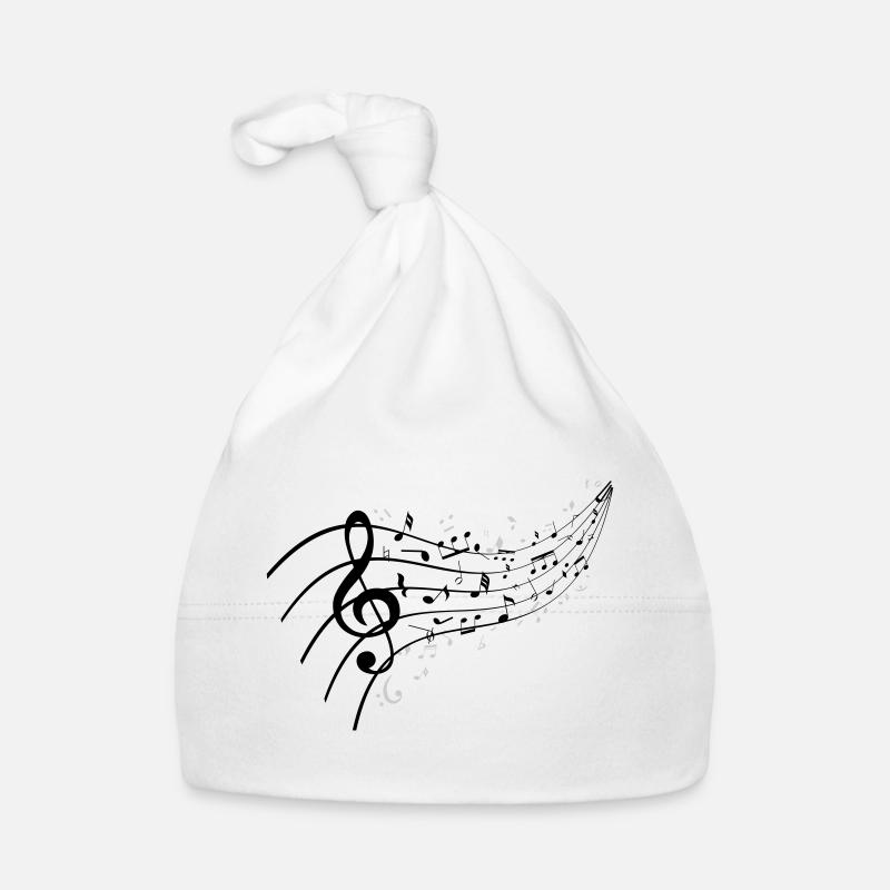 Nuit noire avec nœud musical - Bonnet bio Bébé - blanc
