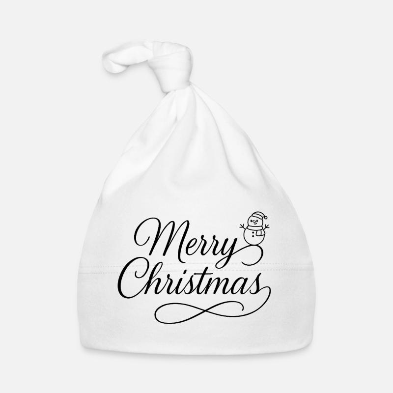 Lettrage courbé de Joyeux Noël avec neige Bonnet bio Bébé