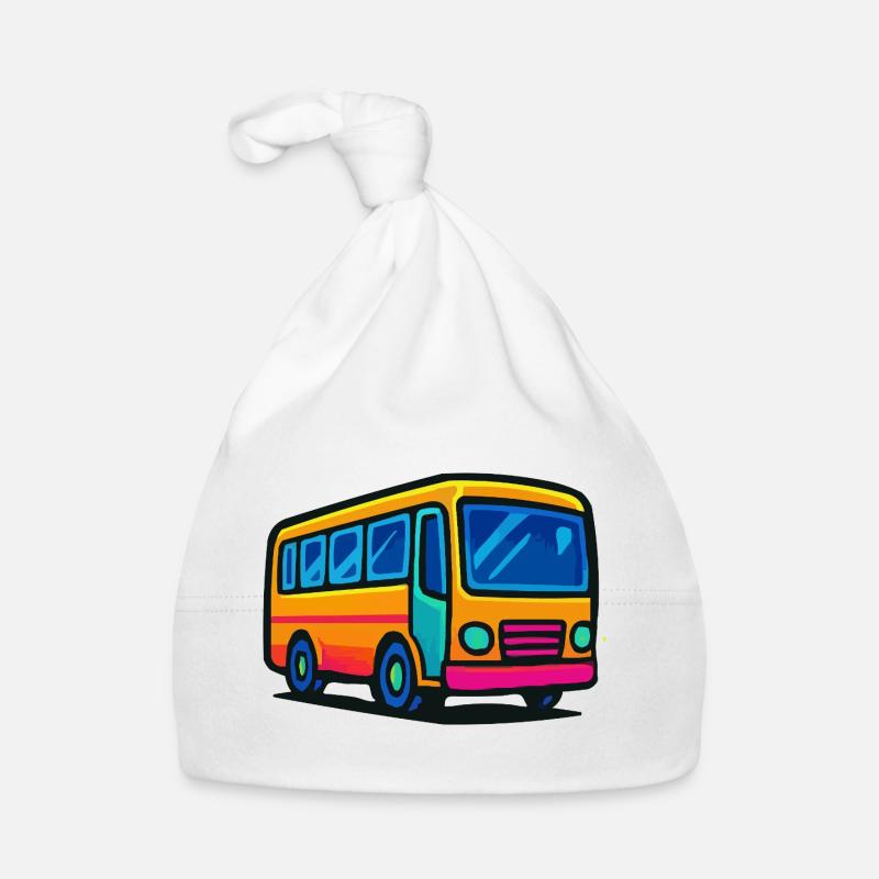 Comic Bus Illustration Organic Baby Cap