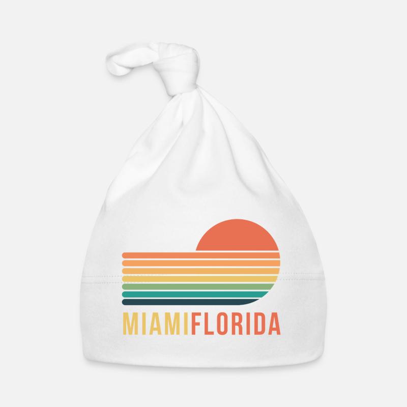 Miami, Floride - Bonnet bio Bébé - blanc