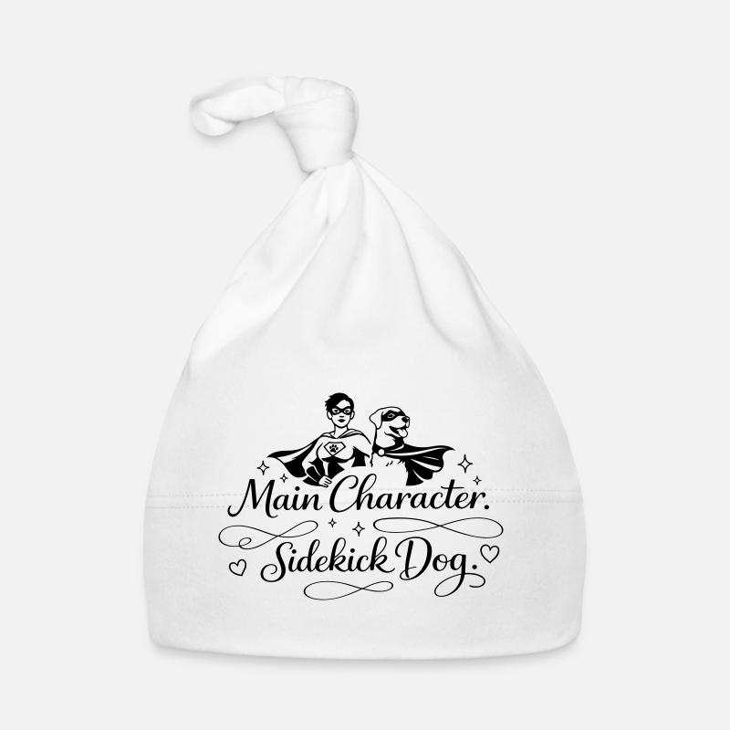 Main Character. Sidekick dog. Baby Bio-Mütze