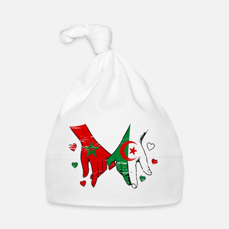 Morocco Algeria flags handholding used Organic Baby Cap