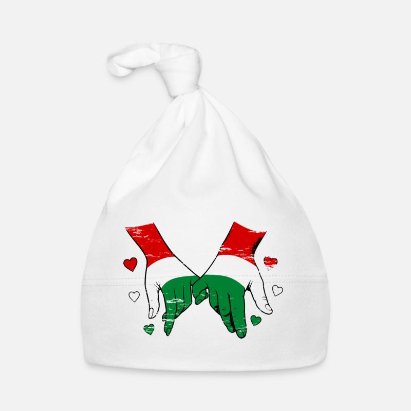 Hungary flag holding hands used Organic Baby Cap