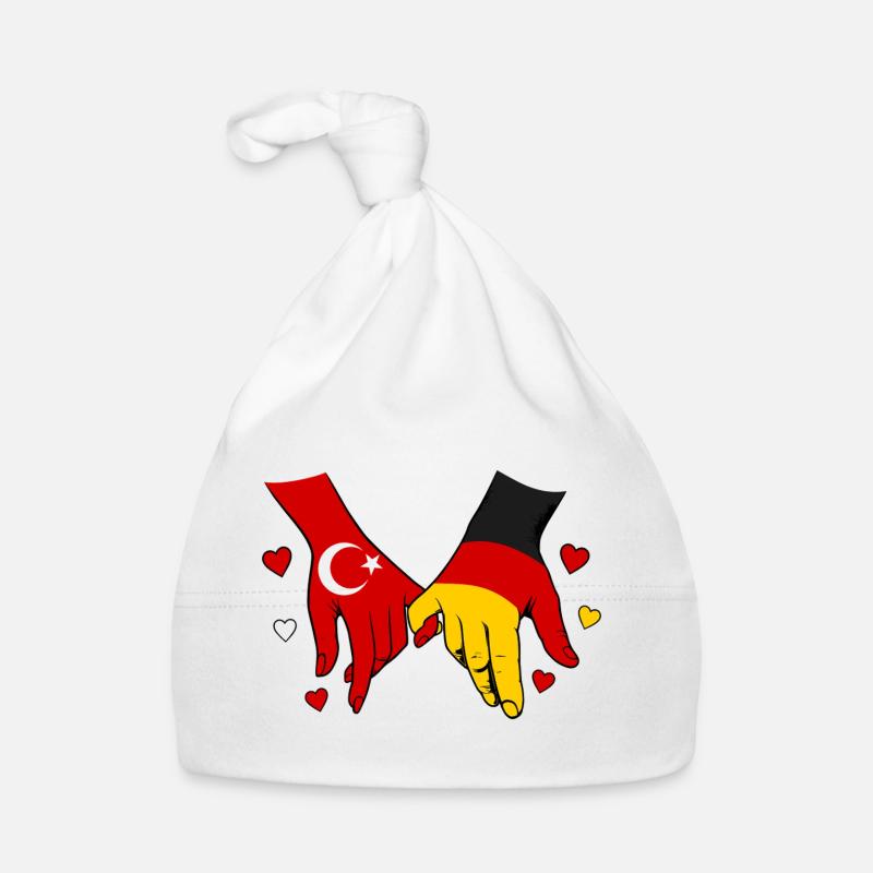Turkey Germany Flag Holding Hands Organic Baby Cap