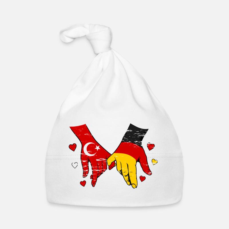 Turkey Germany Flag Holding Hands Organic Baby Cap