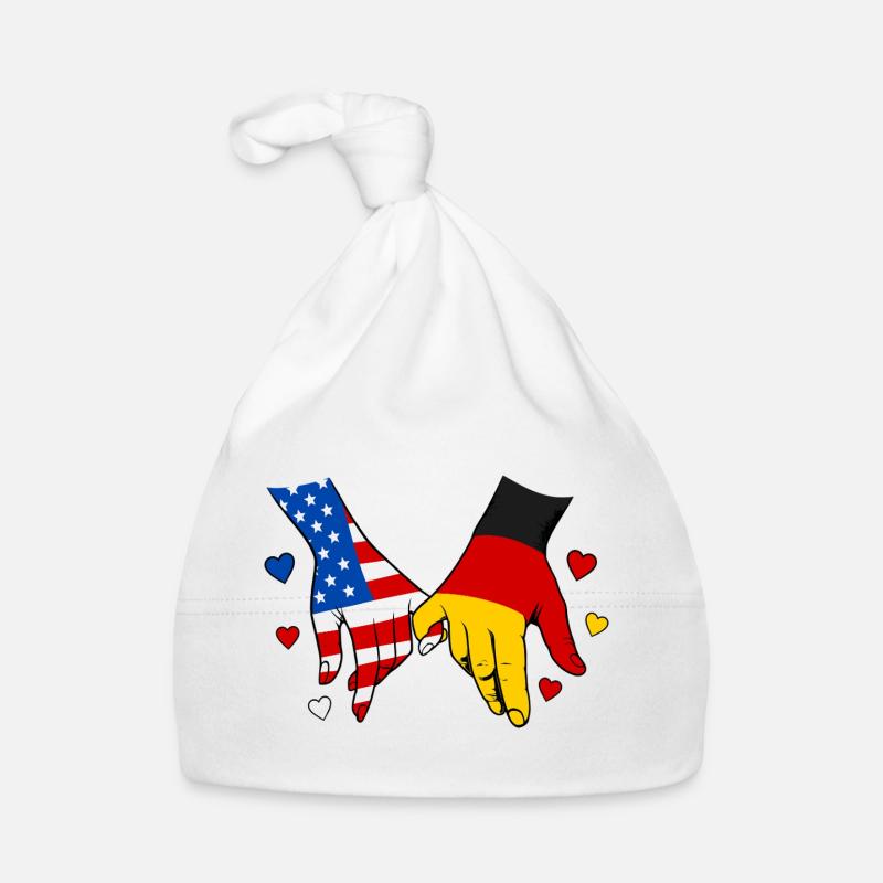 USA Germany Flags Holding Hands Organic Baby Cap
