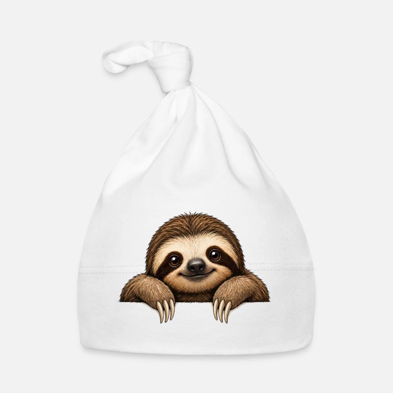 Slow Smile Sloth Motif Organic Baby Cap