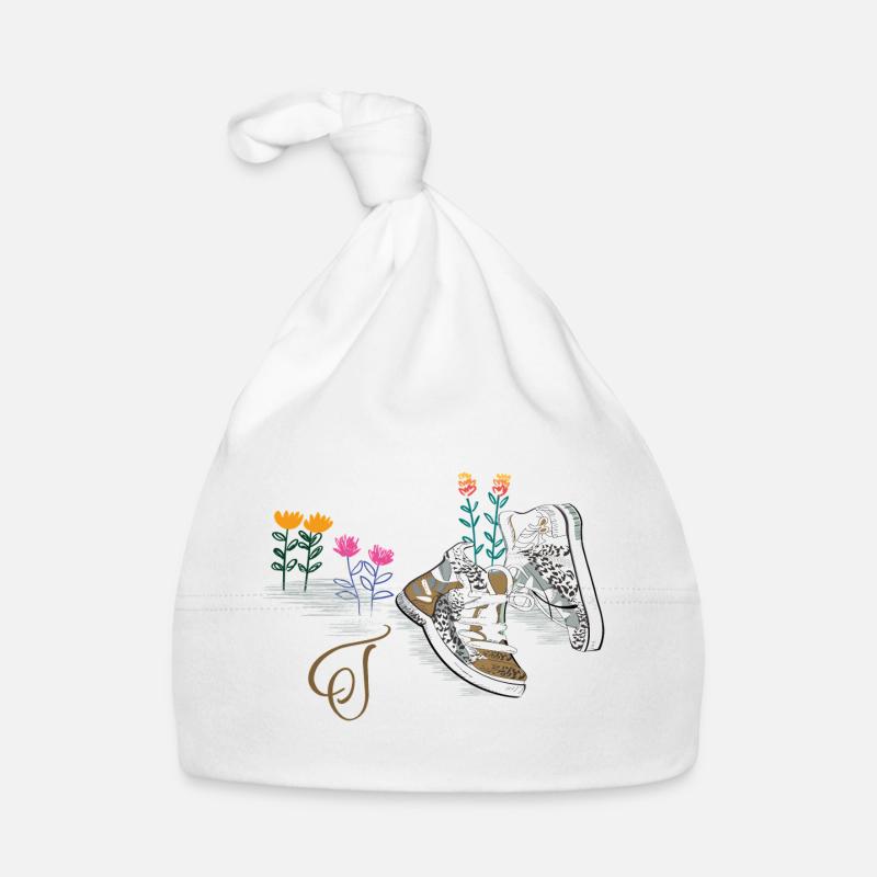 Wanderschuhe mit Blumen Baby Bio-Mütze