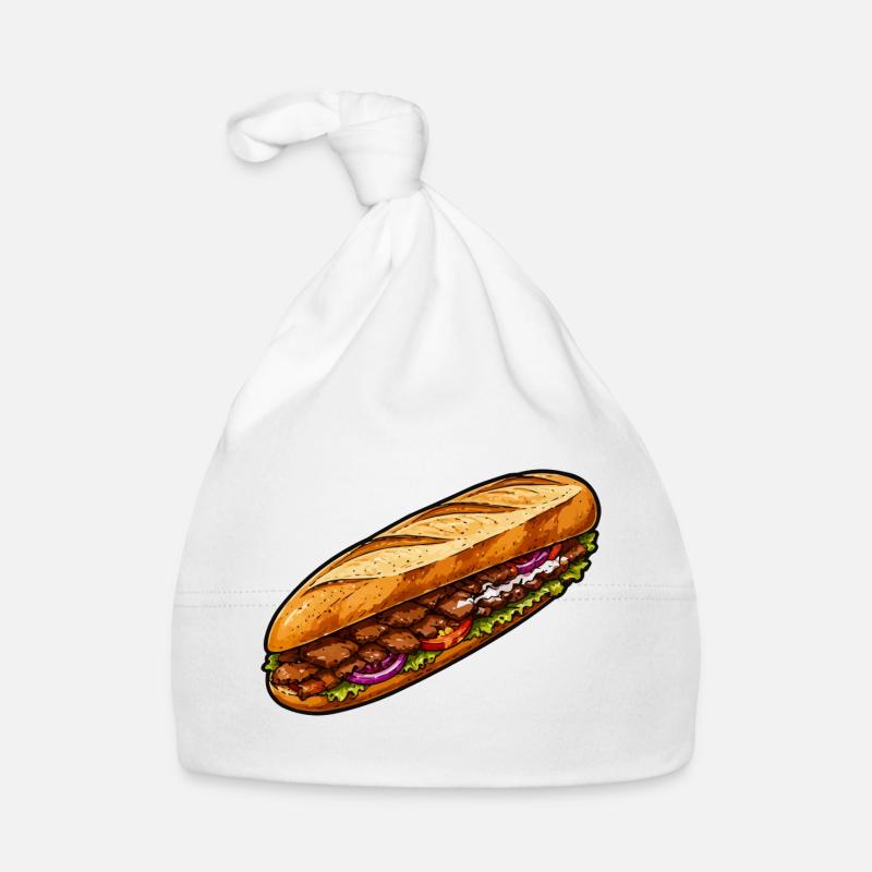 Baguette sandwich illustration Organic Baby Cap