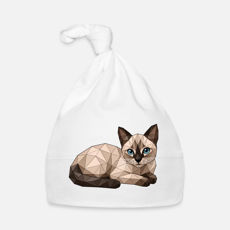 Findus Chat Géométrique aux Yeux Bleus - Bonnet bio Bébé - blanc