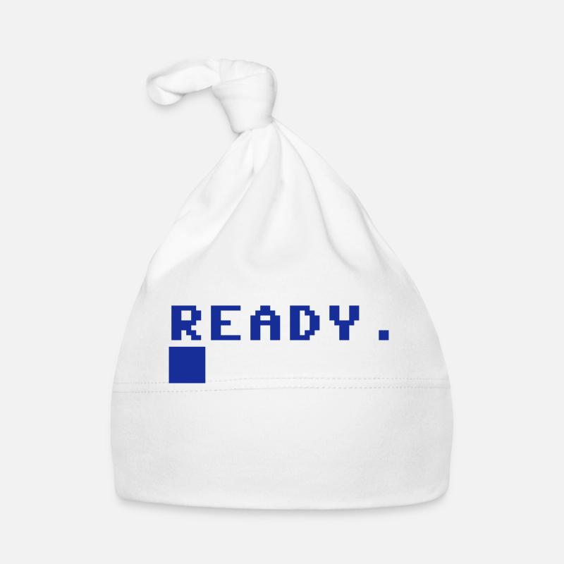C64 Ready Nerd Computer Retro Geschenk Idee - Baby Bio-Mütze - Weiß
