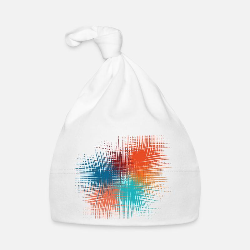 motif moderne coloré - Bonnet bio Bébé - blanc