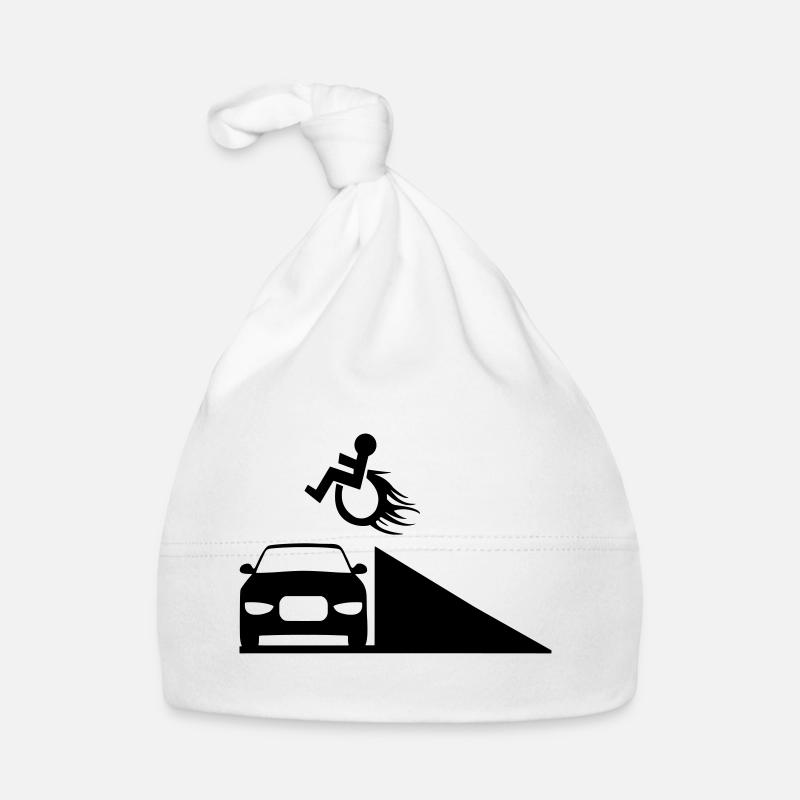Rollstuhlfahrer springt über eine Rampe # Baby Bio-Mütze