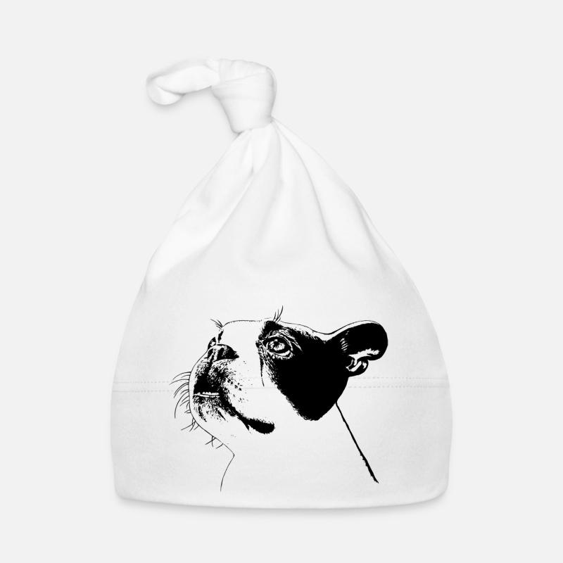 Boston Terrier - Bonnet bio Bébé - blanc