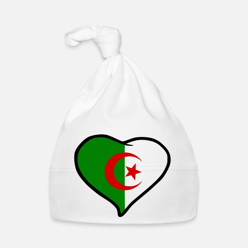 Drapeau Algérie - Bonnet bio Bébé - blanc
