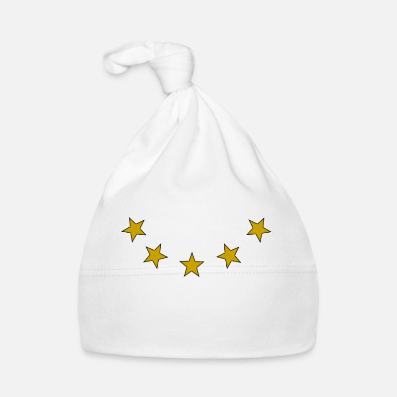 5 étoiles dorées - Bonnet bio Bébé - blanc