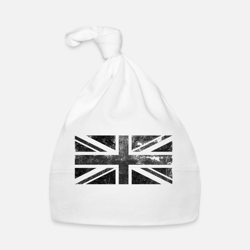 Black Union Jack distressed vintage retro flag Organic Baby Cap