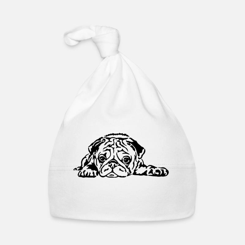 Mops liegend Baby Bio-Mütze