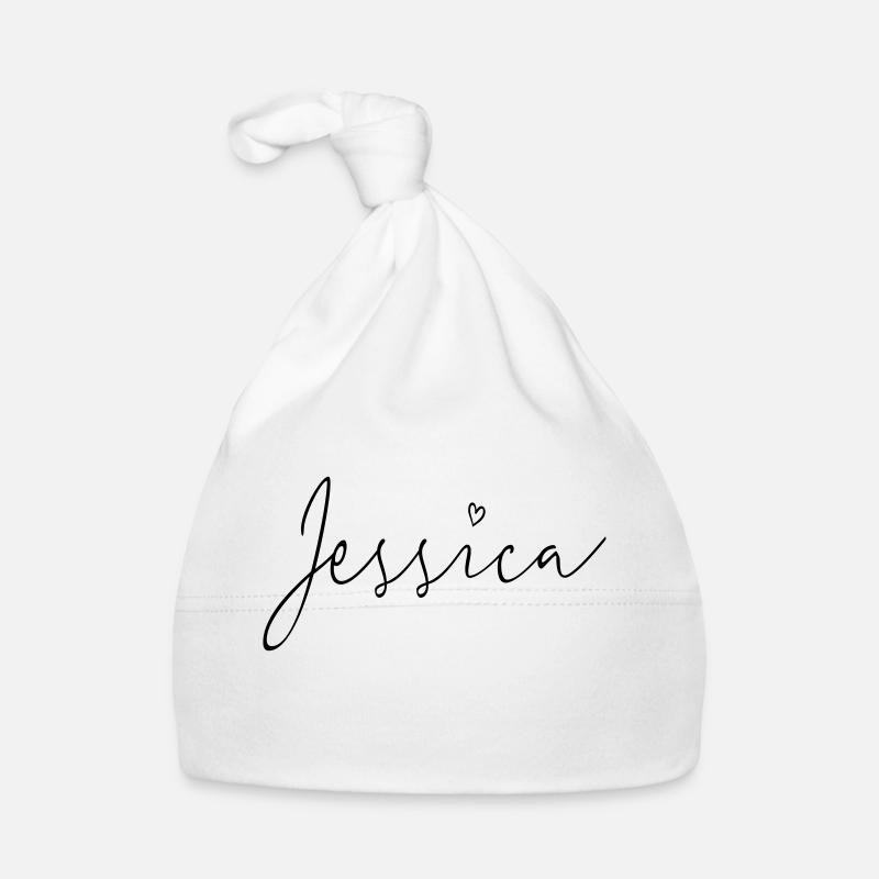 Jessica nom prénom - Bonnet bio Bébé - blanc