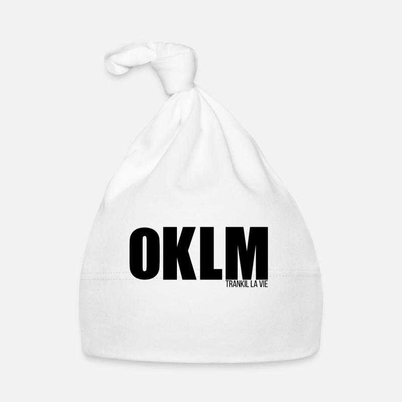 OKLM Trankil la vie noir - Bonnet bio Bébé - blanc
