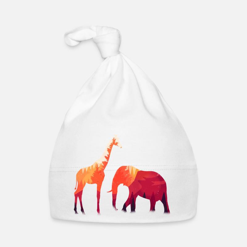 Giraffe Elefant Silhoutte 01 2021 Organic Baby Cap