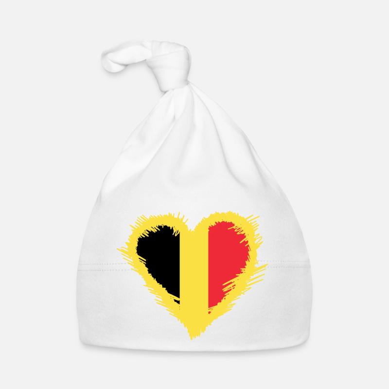 Belgium Flagge mit Herz Baby Bio-Mütze