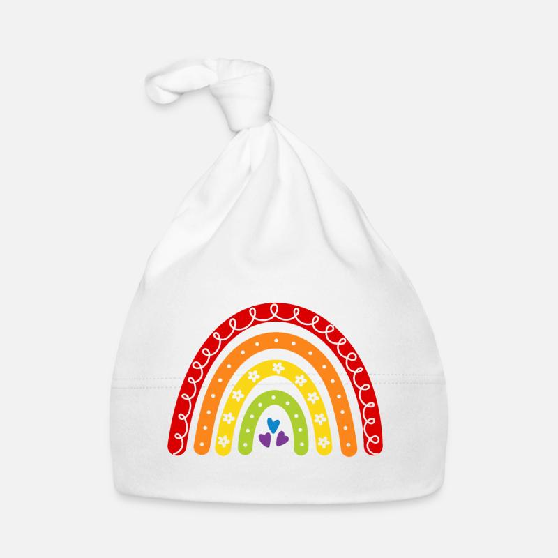 Regenbogen - Baby Bio-Mütze - Weiß