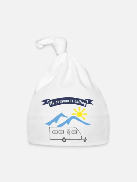 caravan is calling - Organic Baby Cap - white - Front