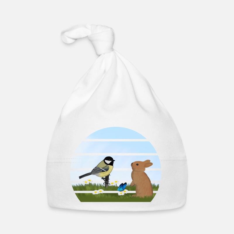 Grand lapin oiseau Printemps de Pâques Bonnet bio Bébé