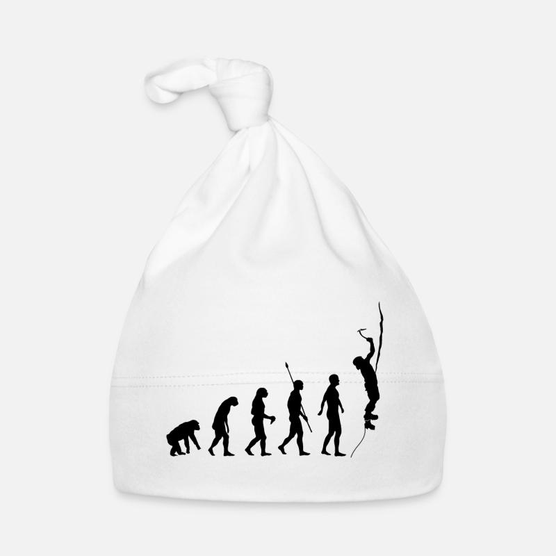 Evolution des Menschen, Eisklettern, Eiskletterer - Baby Bio-Mütze - Weiß