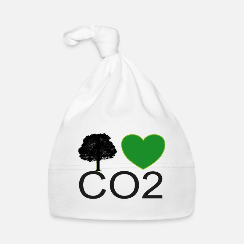 Graphique du cœur J’aime le CO2 - Bonnet bio Bébé - blanc