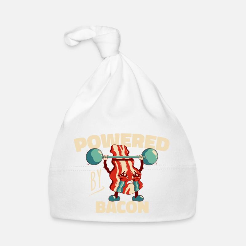Propulsé par Bacon Funny Bacon Lover - Bonnet bio Bébé - blanc