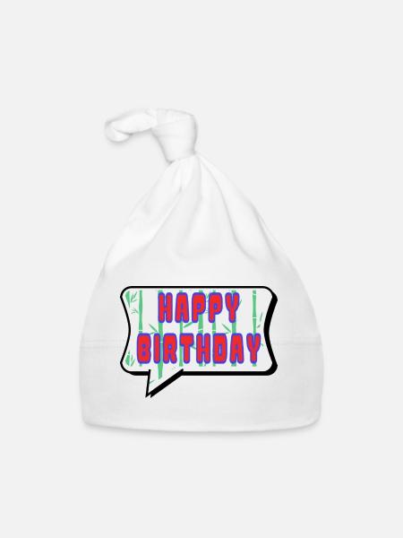 ALLES GUTE ZUM GEBURTSTAG. ALLES GUTE ZUM GEBURTSTAG. JAHRESTAG. - Baby Bio-Mütze - Weiß - Vorne
