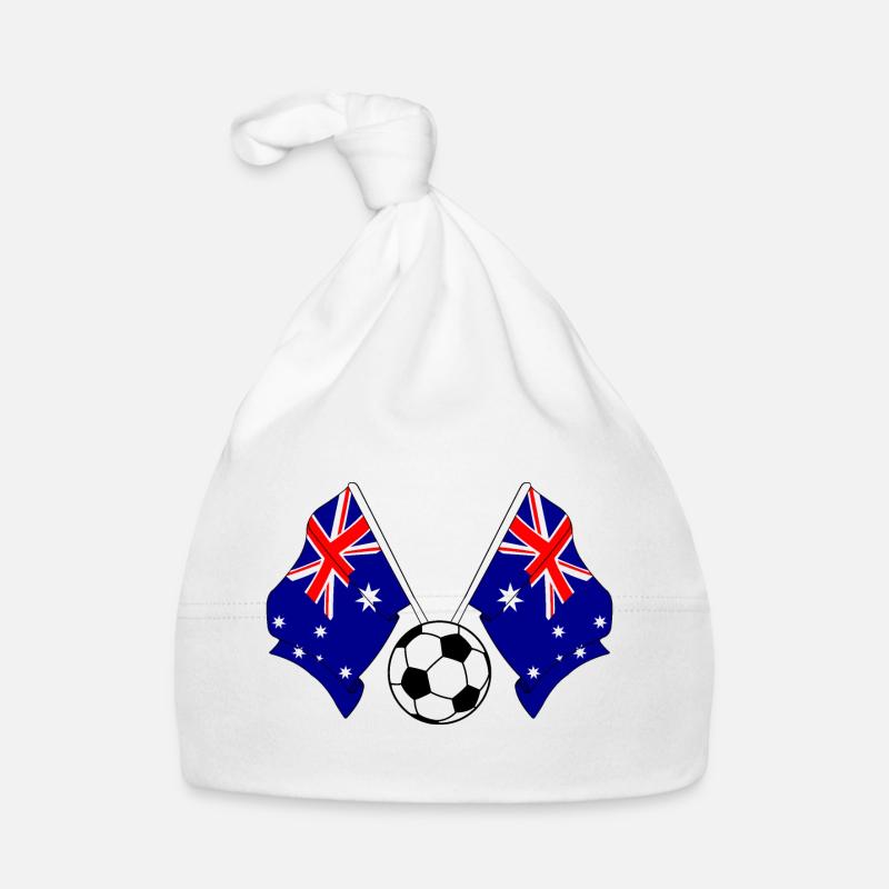 Two Australian flags with a soccer ball Organic Baby Cap