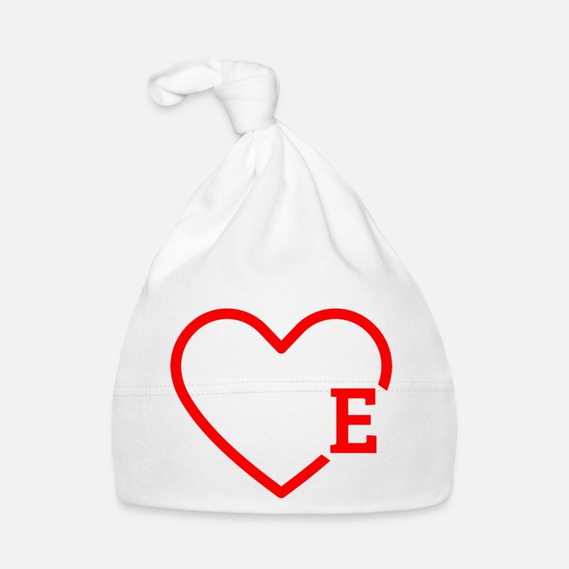 lettre e cœur rouge Bonnet bio Bébé