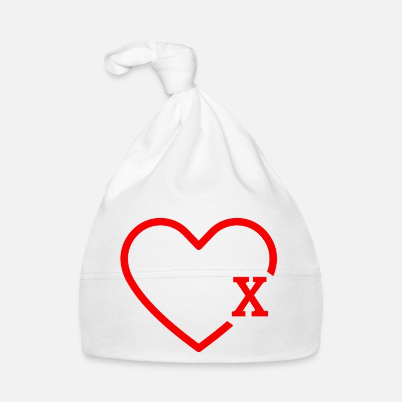 Buchstabe X Rotes Herz Baby Bio-Mütze