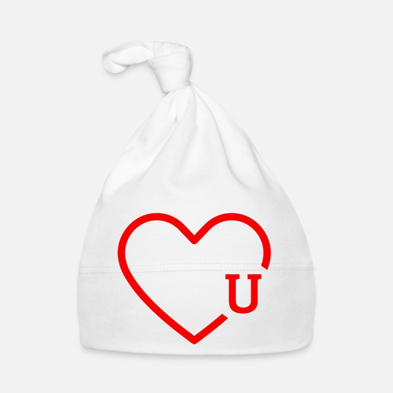Letter U Red Heart Organic Baby Cap