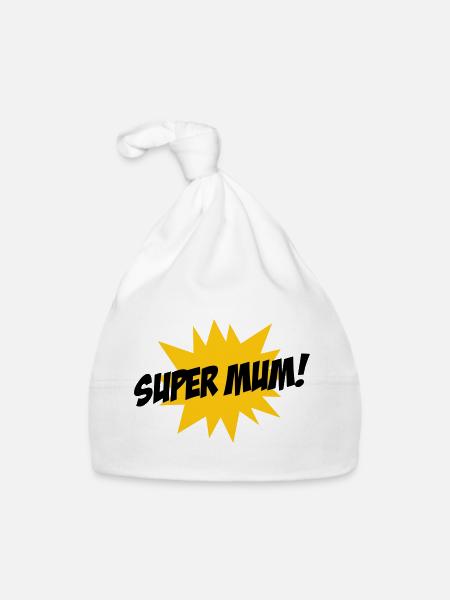 Super Mom - Mother's Day - Organic Baby Cap - white - Front