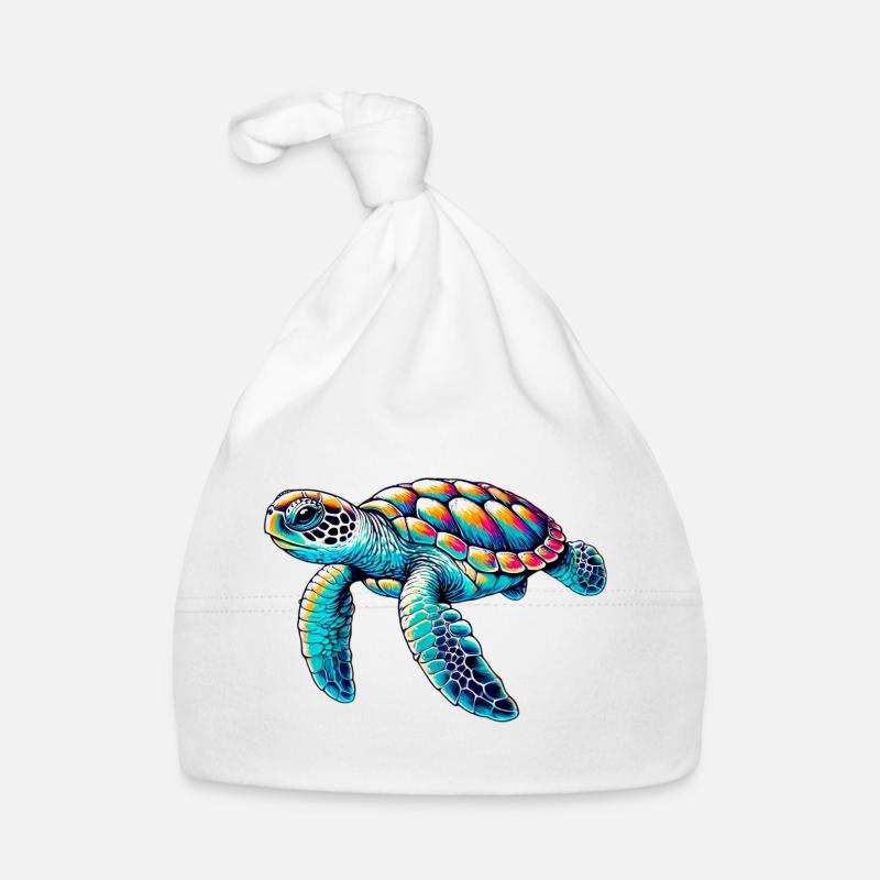 Tortue - Bonnet bio Bébé - blanc