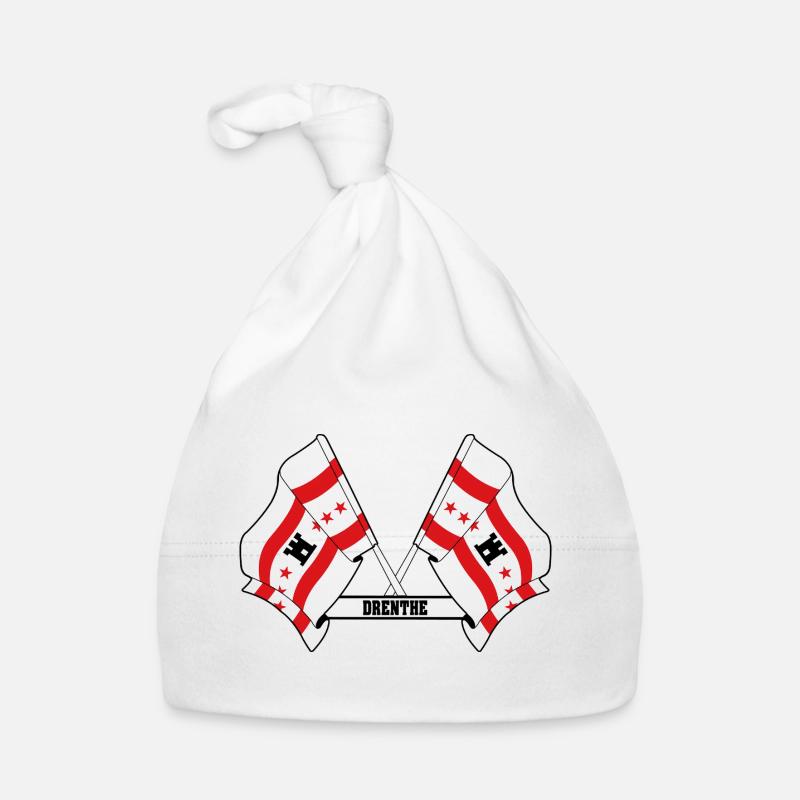 Deux drapeaux texte DRENTHE Bonnet bio Bébé