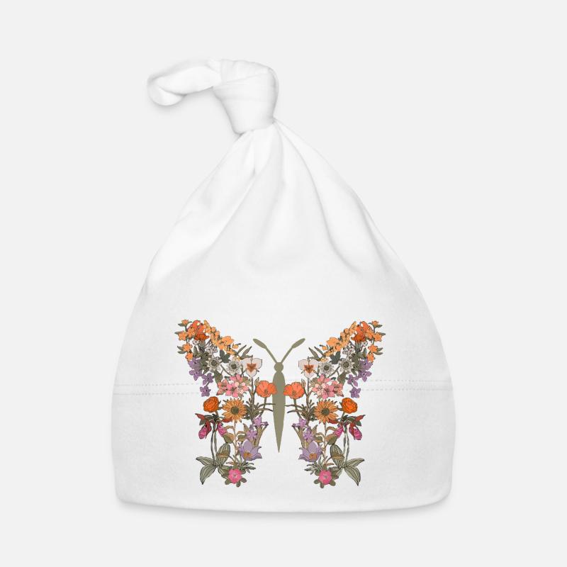 Femmes Boho Fleurs Sauvages Fleurs D’été Papillon Bonnet bio Bébé