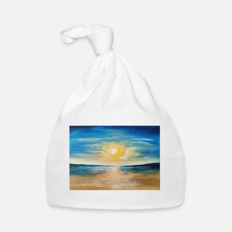 Sunset Reflection Over Calm Waters Organic Baby Cap