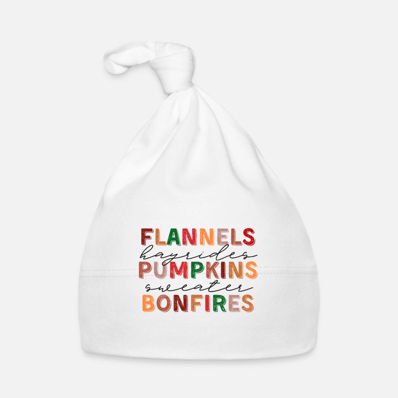 🍂 Flannels, Pumpkins & Bonfires – Fall Vibes  - Baby Bio-Mütze - Weiß