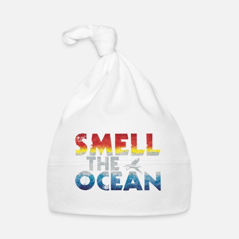 Rieche das Meer - Gradient Schrift Baby Bio-Mütze