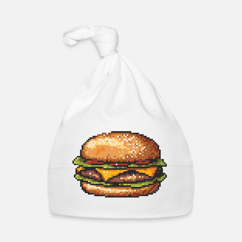 8Bit Hamburger Pixelkunst Baby Bio-Mütze