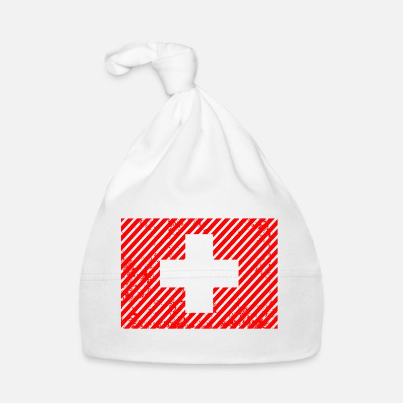 Drapeau suisse rétro Bonnet bio Bébé