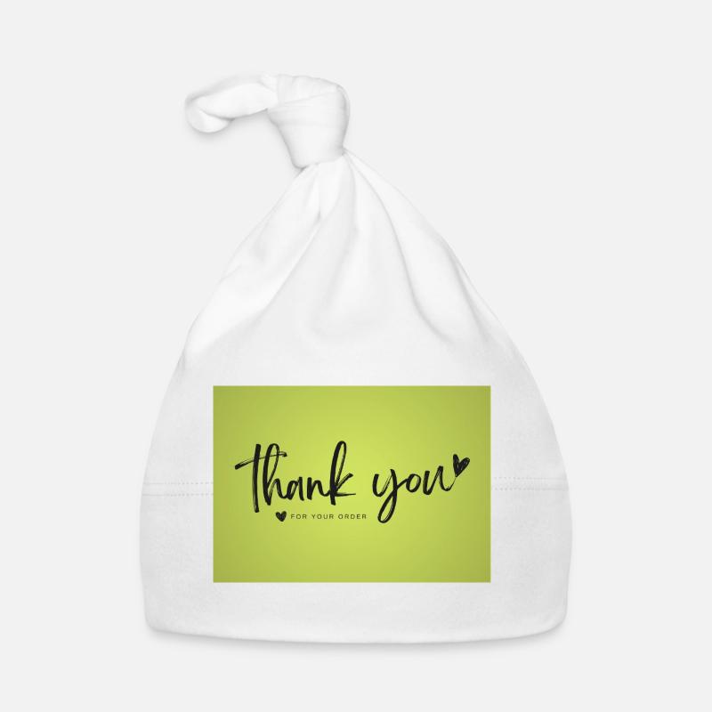 Thank You Script on Lime Green Organic Baby Cap